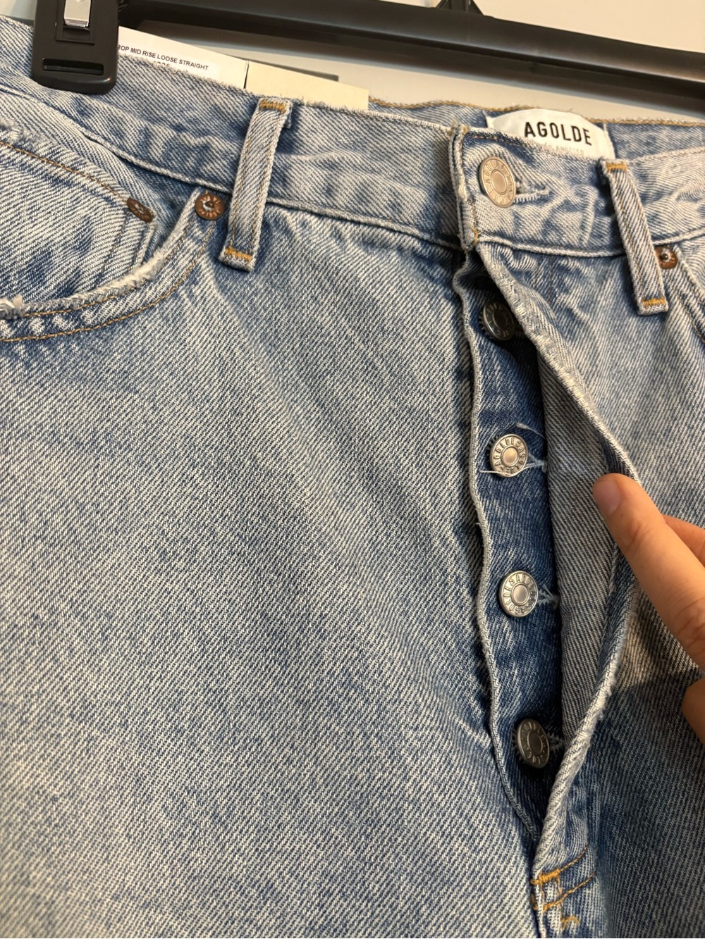 NEW Agolde Size 30 Nerve 90s Crop Mid Rise Loose Straight Jeans Button Fly - Picture 5 of 7
